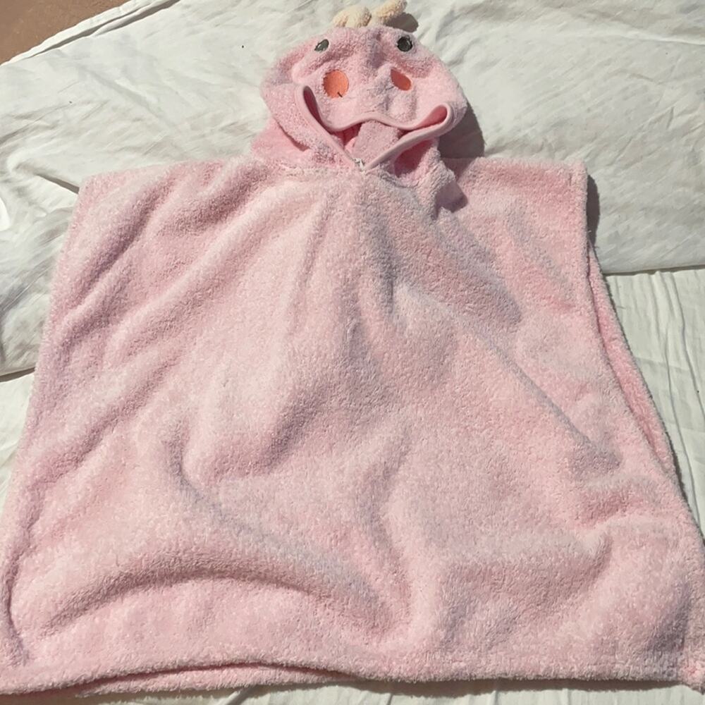 Gymboree hooded terry cloth vintage bath butterfly towel used light pink cute